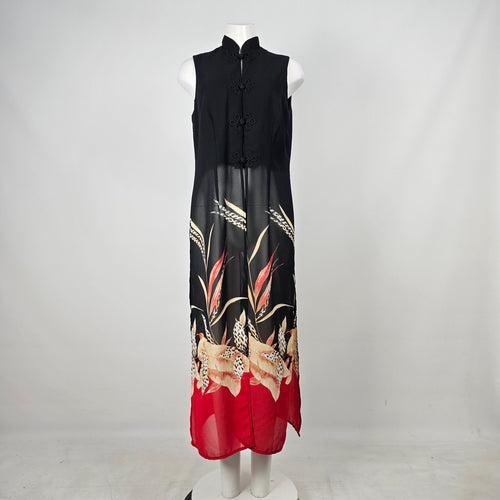 Vintage Moonlightings Black Mandarin Frog-Button Vest Dress - Size 11/12