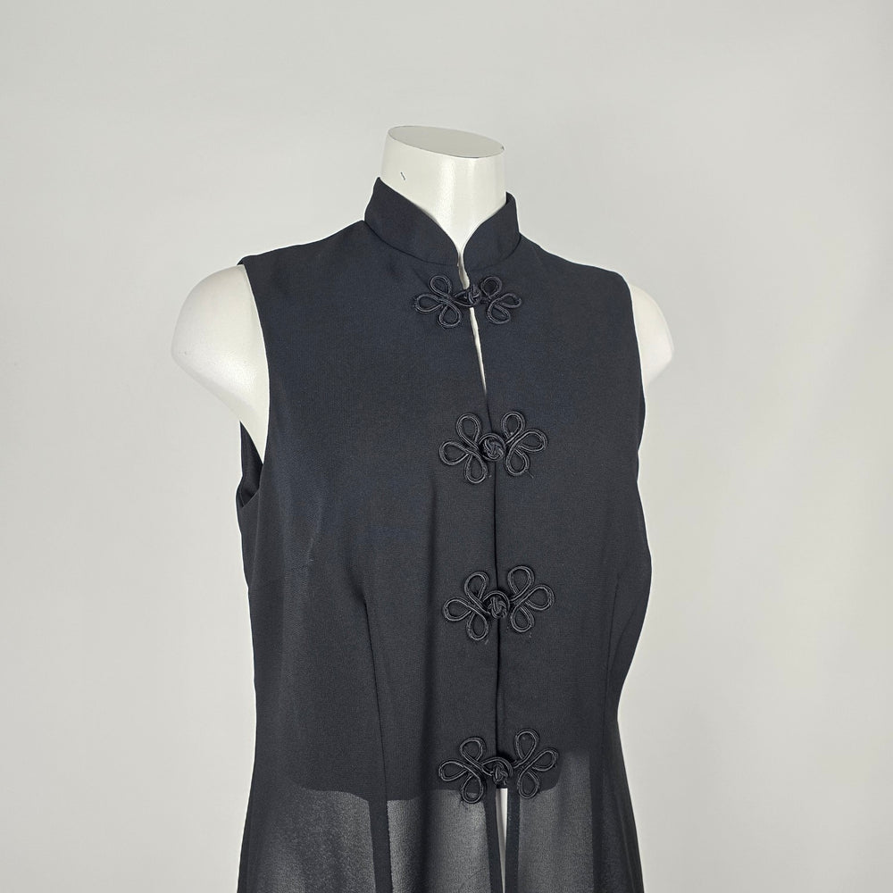 Vintage Moonlightings Black Mandarin Frog-Button Vest Dress - Size 11/12
