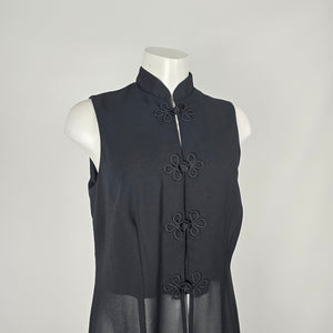 Vintage Moonlightings Black Mandarin Frog-Button Vest Dress - Size 11/12