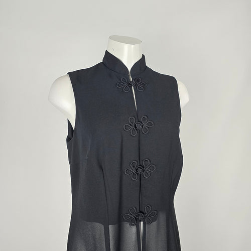 Vintage Moonlightings Black Mandarin Frog-Button Vest Dress - Size 11/12
