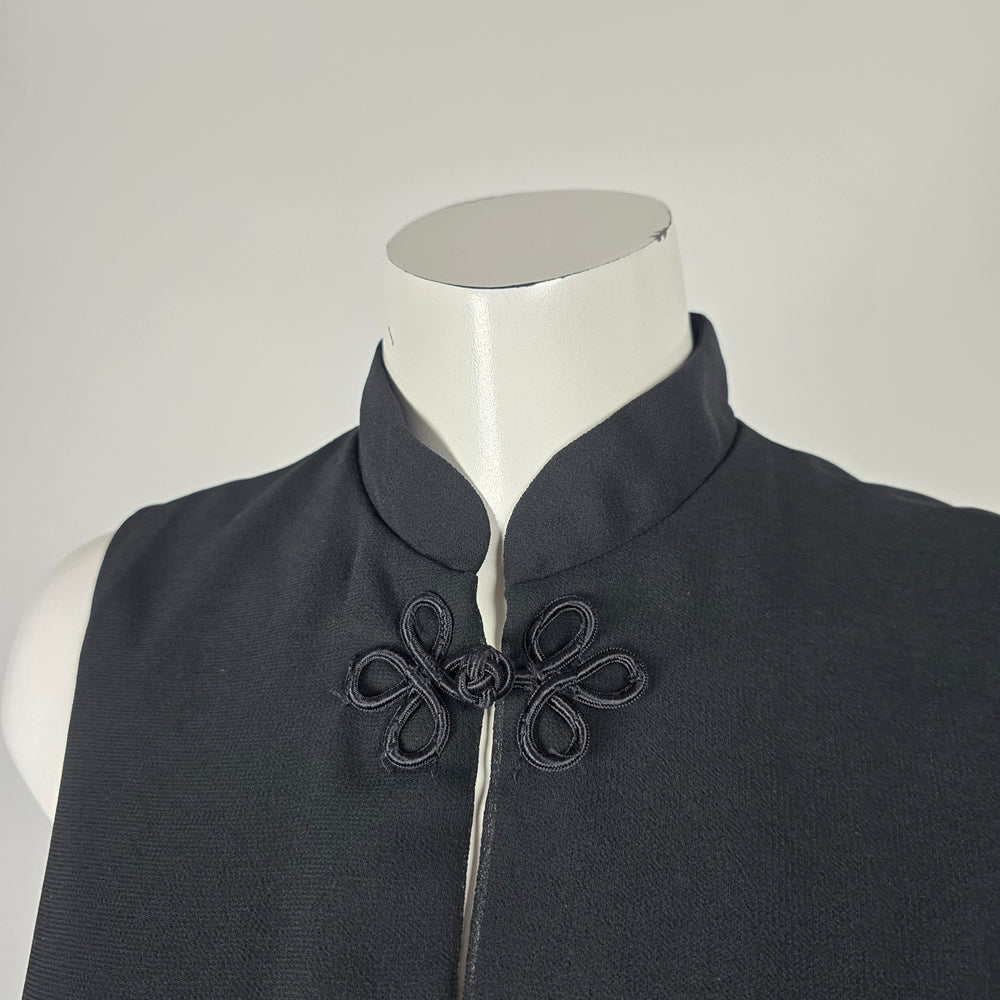 Vintage Moonlightings Black Mandarin Frog-Button Vest Dress - Size 11/12