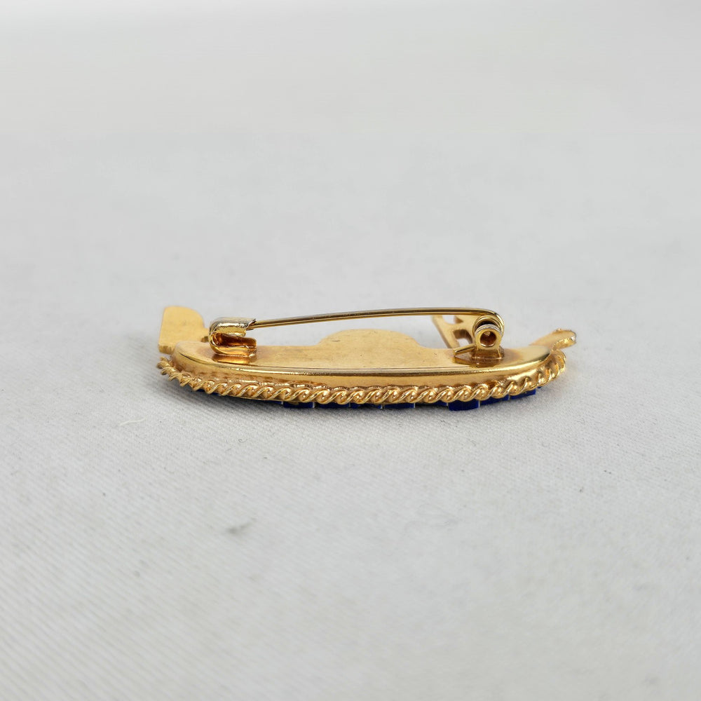 Vintage Gold-Tone Gondola Micromosaic Brooch