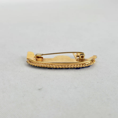Vintage Gold-Tone Gondola Micromosaic Brooch