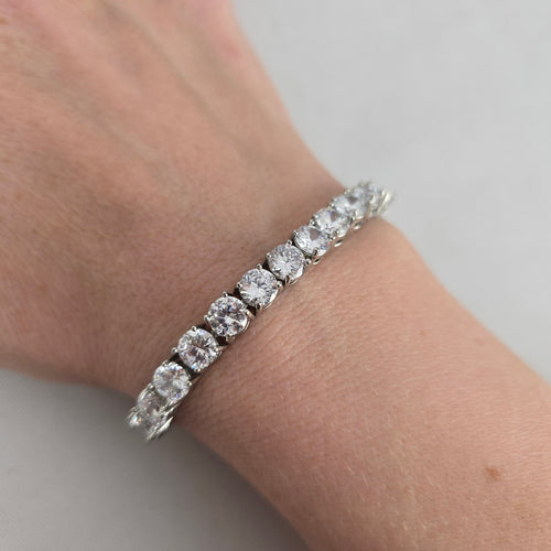 Silver-Tone Cubic Zirconia Tennis Bracelet