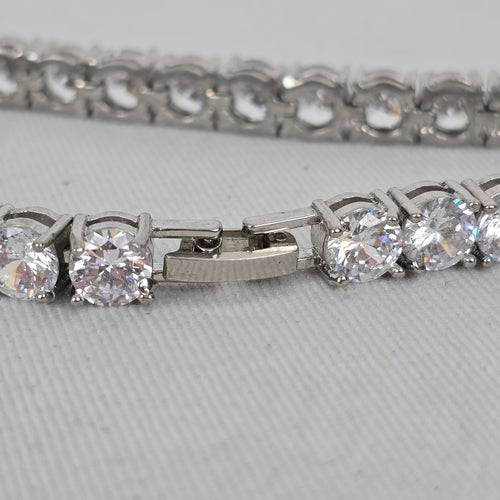 Silver-Tone Cubic Zirconia Tennis Bracelet