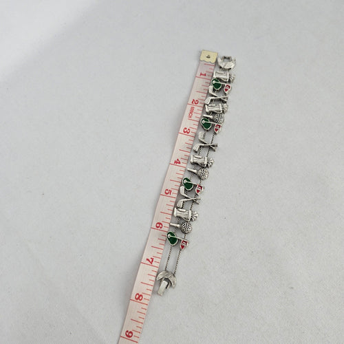 Vintage Silver-Tone Golf Charm Bracelet