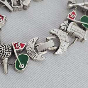 Vintage Silver-Tone Golf Charm Bracelet