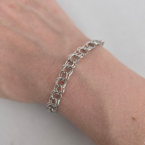 Vintage Signed Binder Bros BB Sterling Silver 7.5" Chain Charm Bracelet