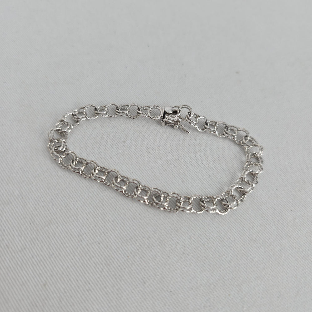 Vintage Signed Binder Bros BB Sterling Silver 7.5" Chain Charm Bracelet
