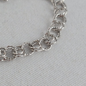 Vintage Signed Binder Bros BB Sterling Silver 7.5" Chain Charm Bracelet