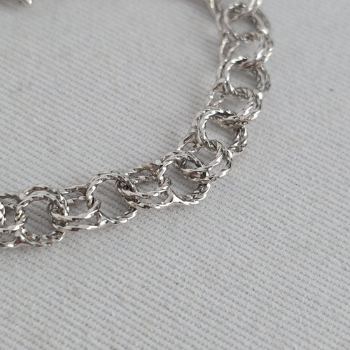 Vintage Signed Binder Bros BB Sterling Silver 7.5" Chain Charm Bracelet