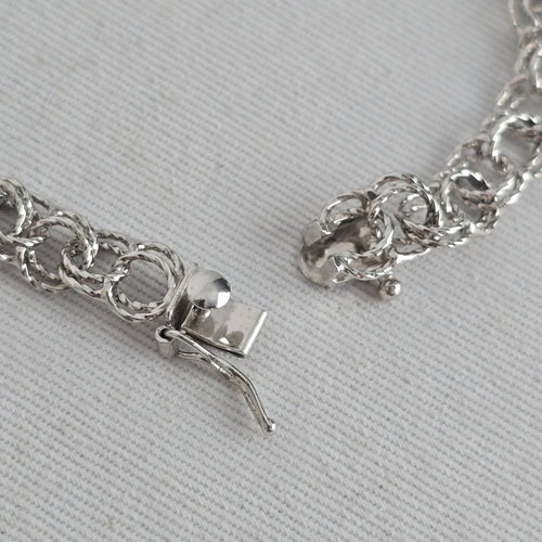 Vintage Signed Binder Bros BB Sterling Silver 7.5" Chain Charm Bracelet