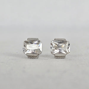 ELLE Sterling Silver Square Crystal Stud Earrings