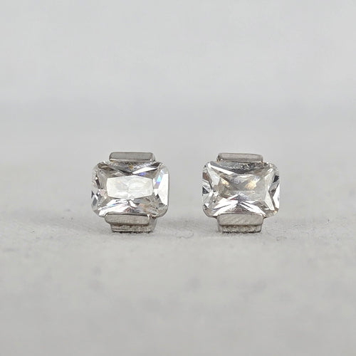 ELLE Sterling Silver Square Crystal Stud Earrings