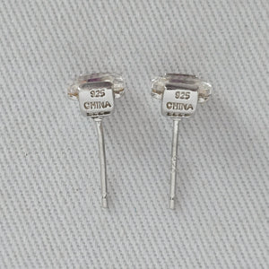 ELLE Sterling Silver Square Crystal Stud Earrings