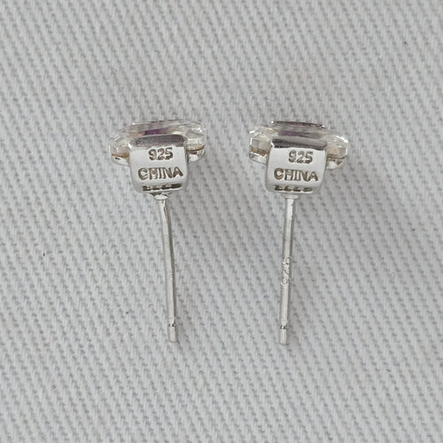 ELLE Sterling Silver Square Crystal Stud Earrings