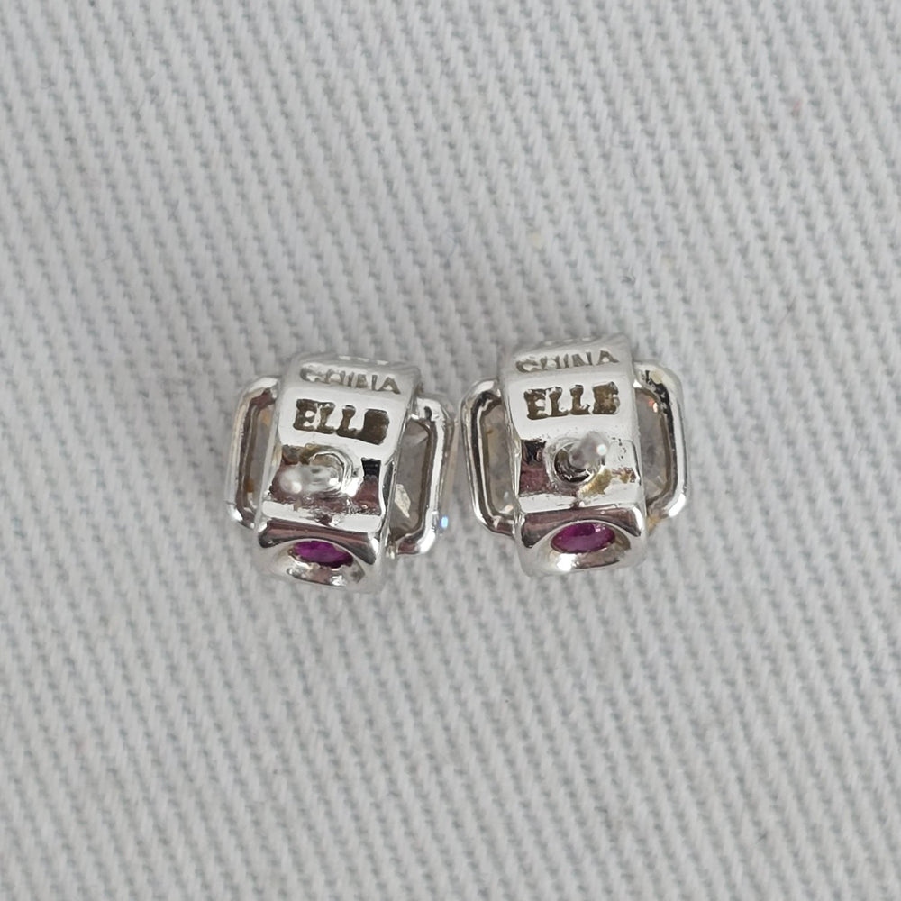 ELLE Sterling Silver Square Crystal Stud Earrings
