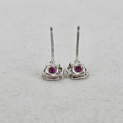 ELLE Sterling Silver Square Crystal Stud Earrings