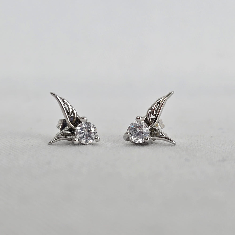 925 Sterling Silver Hummingbird Crystal Stud Earrings