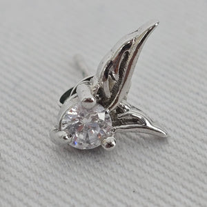 925 Sterling Silver Hummingbird Crystal Stud Earrings
