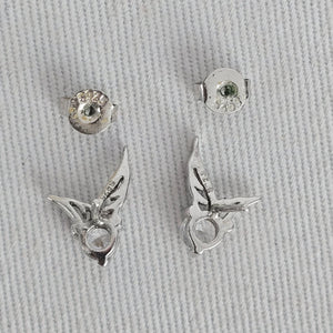 925 Sterling Silver Hummingbird Crystal Stud Earrings