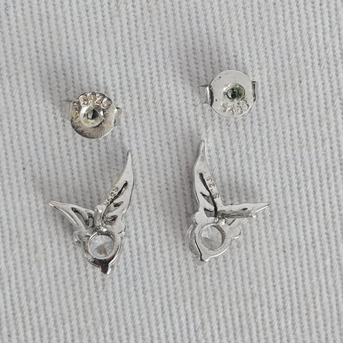 925 Sterling Silver Hummingbird Crystal Stud Earrings