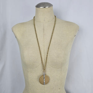 Silpada Crystal Token Swarovski Crystal Brass Sterling Silver Disc Pendant Necklace