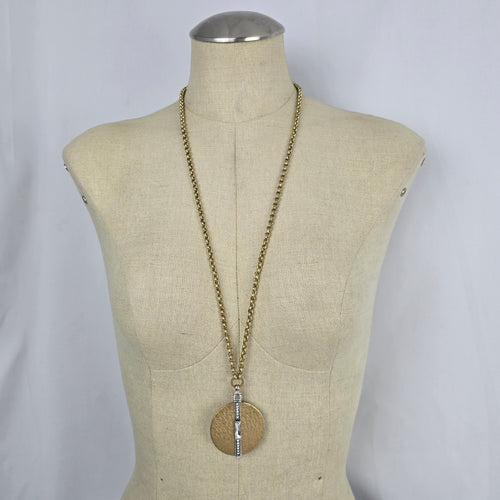 Silpada Crystal Token Swarovski Crystal Brass Sterling Silver Disc Pendant Necklace