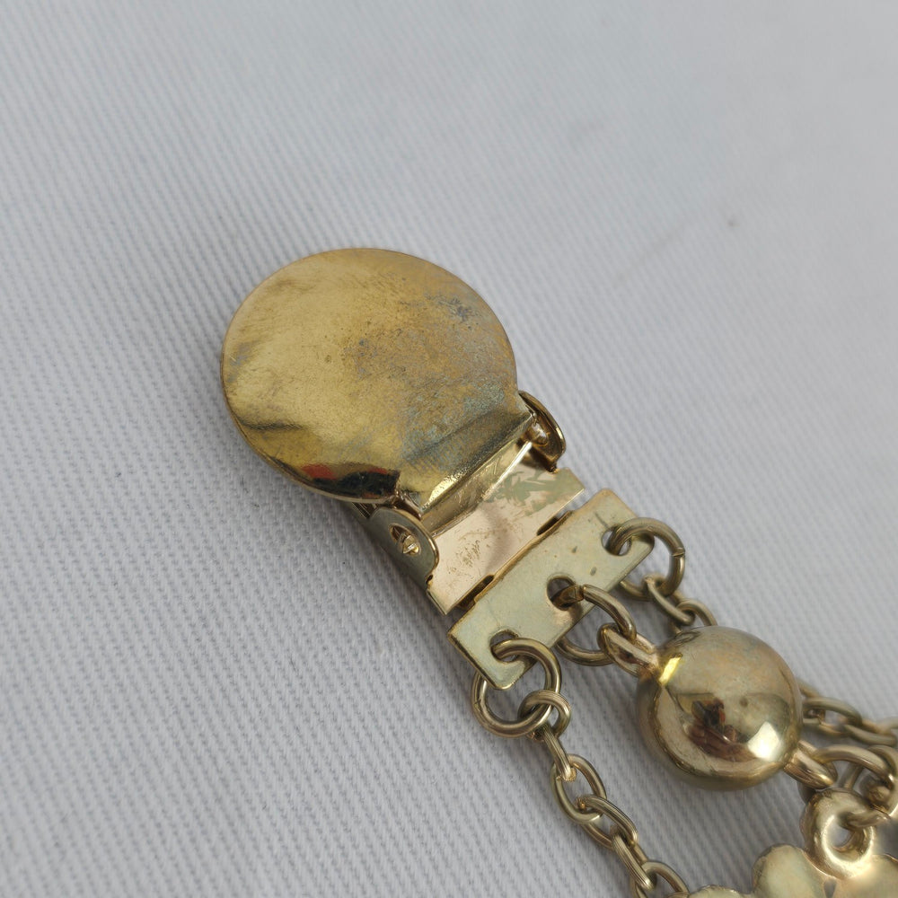 Vintage Gold Tone Floral Sweater Dress Clip Chain