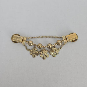 Vintage Gold Tone Floral Sweater Dress Clip Chain