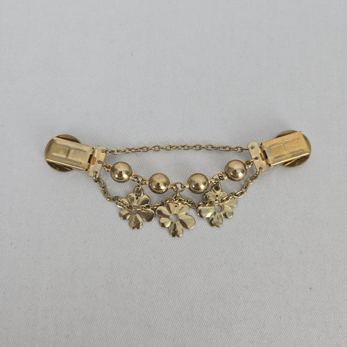 Vintage Gold Tone Floral Sweater Dress Clip Chain