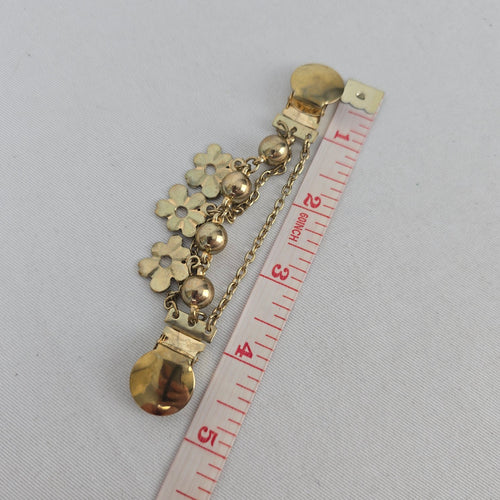 Vintage Gold Tone Floral Sweater Dress Clip Chain