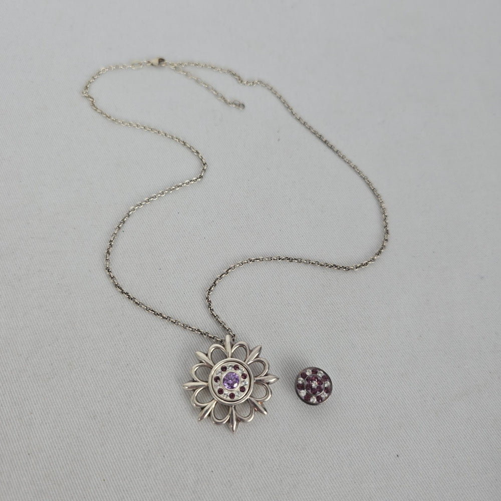 Kameleon 925 Sterling Silver Interchangeable Snap Flower Pendant Necklace