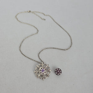 Kameleon 925 Sterling Silver Interchangeable Snap Flower Pendant Necklace