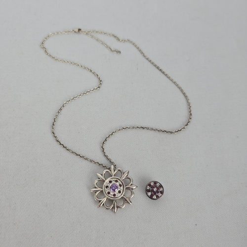 Kameleon 925 Sterling Silver Interchangeable Snap Flower Pendant Necklace