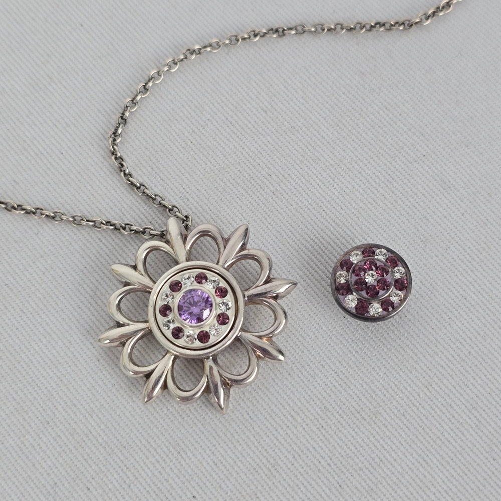 Kameleon 925 Sterling Silver Interchangeable Snap Flower Pendant Necklace