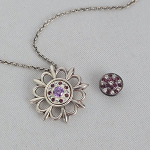 Kameleon 925 Sterling Silver Interchangeable Snap Flower Pendant Necklace