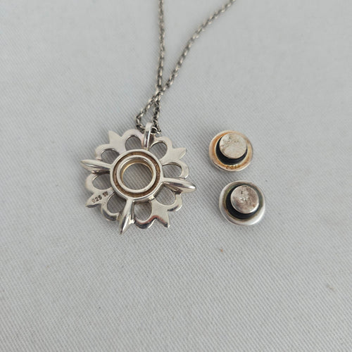 Kameleon 925 Sterling Silver Interchangeable Snap Flower Pendant Necklace
