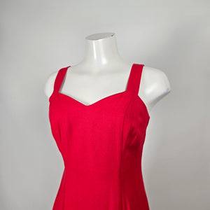 Farouche by Lori Weidner Red Sleeveless Rhinestone Button Slit Dress Size 8
