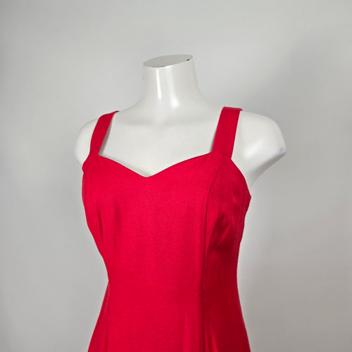 Farouche by Lori Weidner Red Sleeveless Rhinestone Button Slit Dress Size 8