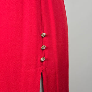 Farouche by Lori Weidner Red Sleeveless Rhinestone Button Slit Dress Size 8