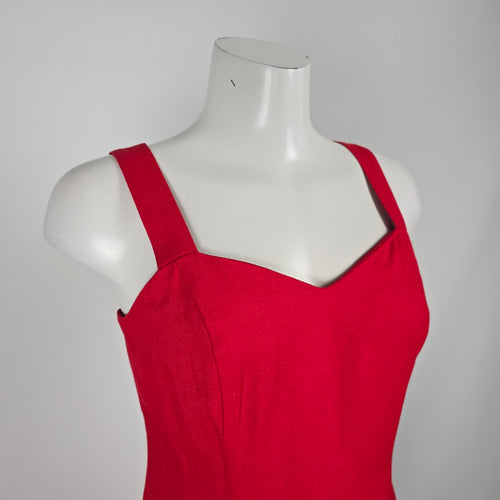 Farouche by Lori Weidner Red Sleeveless Rhinestone Button Slit Dress Size 8