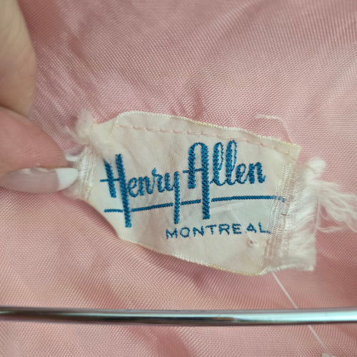 Vintage Henry Allen Montreal Pink Crochet Knit 2-Piece Skirt Suit Set Size M