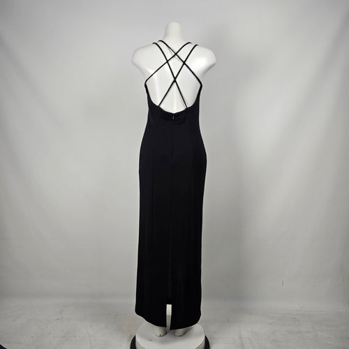 Vintage Mark Edwards Vintage Black Strappy Cross-Back Maxi Dress Size 10