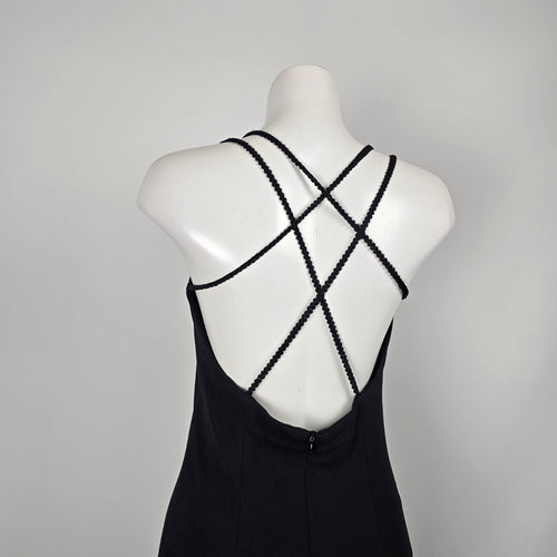 Vintage Mark Edwards Vintage Black Strappy Cross-Back Maxi Dress Size 10