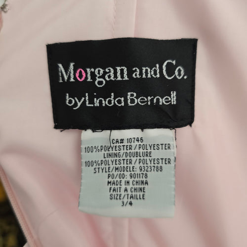 Vintage Morgan & Co. Pink Strapless Beaded Formal  Grad Event Gown Size 3/4