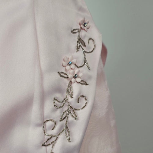 Vintage Morgan & Co. Pink Strapless Beaded Formal  Grad Event Gown Size 3/4