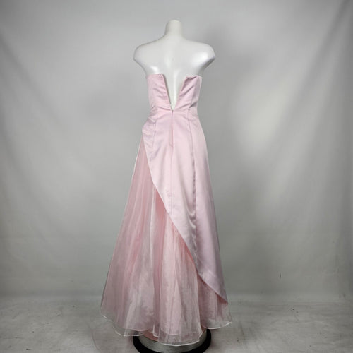 Vintage Morgan & Co. Pink Strapless Beaded Formal  Grad Event Gown Size 3/4