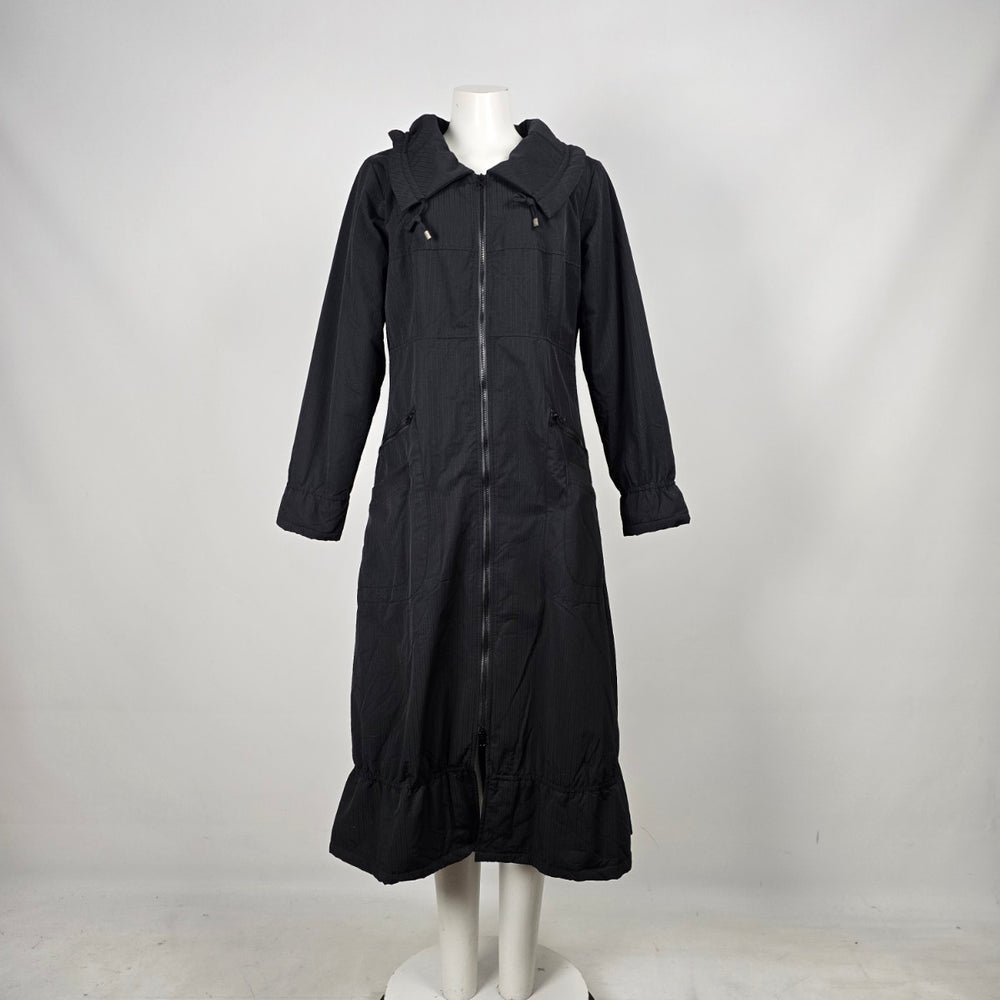 Pile Ou Face Paris Black Long Hooded Zip Jacket Coat - Size S