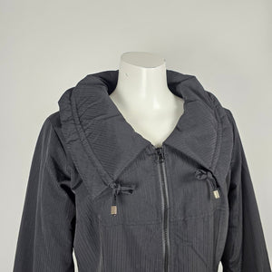Pile Ou Face Paris Black Long Hooded Zip Jacket Coat - Size S